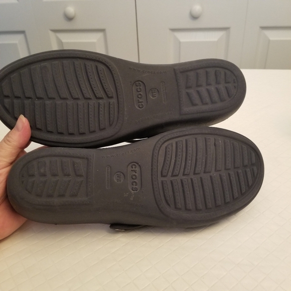 Crocs Navy Blue Rubber Purple Wedge Slide Lightweight Sandals Women Sz 10US/41EU - Picture 2 of 6